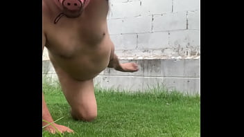 Preview 3 of Teen 3x1 - Cerdito en el pasto