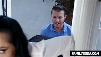 Preview 2 of Mom Get Mad Son Cums - stepMom stuck in window fucked by 2 stepsons