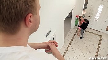 Preview 1 of H Hd Bf English Video - Blonde Babe Cucks Her Husband and Gets Deepthroated and Fucked by a DJ