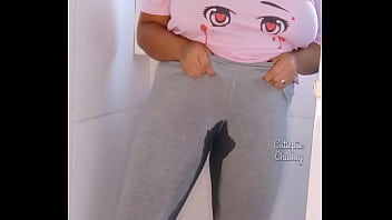Preview 4 of Maa Beti P Video - BBW Ebony Peeing on Leggings