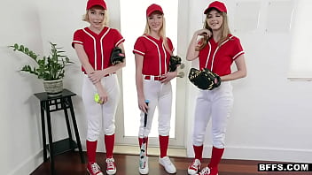 Preview 1 of Rape Teen Dad - Baseball babes took turns riding the lucky guys shaft and shower his cock with their pussy juices