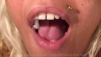 Preview 2 of Romans With Tow - Girl eating blonde with beautiful teeth chewing food chews you really everything very small mastication