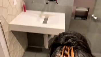 Preview 1 of Ecg Ashton - Genevieve Sinn Sucks Sevyan Harden&rsquo_s BBC in Public Bathroom