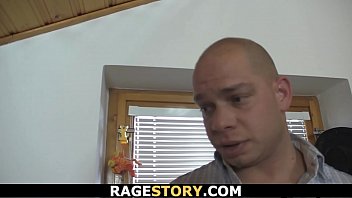 Preview 2 of Peeing Off Balcony - He fucks her shaved pussy rough and hard from behind
