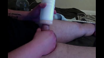 Preview 3 of Old Girl Young Husband - Stuffing marshmallow cock into pussy