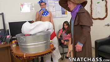 Preview 1 of Sunny Leone Couple Fucking - Office costume party turns into interracial fuck fest