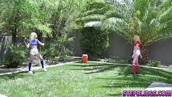 Preview 1 of Fucking Nurse - Stepdad feeding his stepdaughters with his man meat making them gag as she fucks their throats