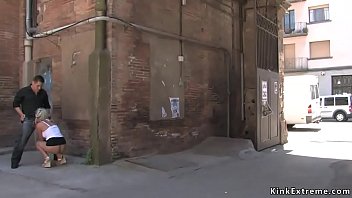 Preview 3 of Busty Granny Submissive - Blonde suck and fuck in alley outdoor