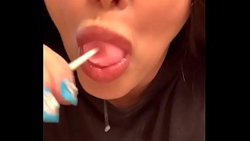 Preview 3 of Xxx Neha Khalifa Hd Video - Marcy Diamond giving sloppy blowjob to lollipop with tons of spit