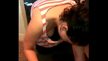 Preview 2 of Ferro Hannah - Nice Downblouse boobs... Amber was cleaning up after her puppy.