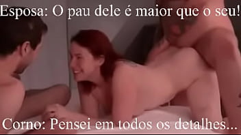 Preview 2 of Coupless Sucking Horse Cum - Corno assiste esposa dando pro amigo dotado