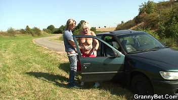 Preview 4 of Hd Sexpregnant - Hitchhiking blonde granny picked up and doggy-fucked roadside