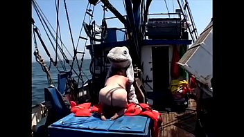Preview 4 of Indian Actress Beef Fuck - Huge bitch Tia Davis gets fucked and creamed by a man in a dolphin costume on the ship