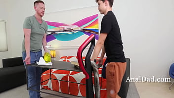 Preview 1 of Slave M Bdsm Pierced - Cleaning With Step Dad Leads To His Pants Tearing And Me Glancing At His Massive Penis