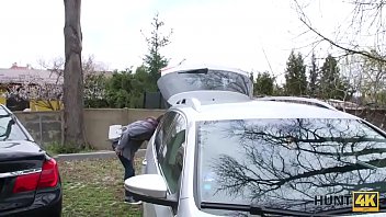 Preview 2 of Fumando Foco En Vivo - HUNT4K. Couple has no money for car so why teen redhead undresses