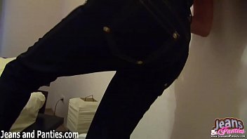 Preview 1 of Sex Under The Table In Home - Let me shake my skinny ass for you in tight jeans