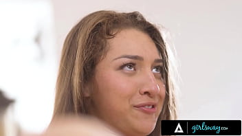 Preview 3 of Nazirian Boy - GIRLSWAY - Petite Alexis Tae&rsquo_s Pussy Eating Pitch Makes Bella Rolland SQUIRM In Office Scissor Fest