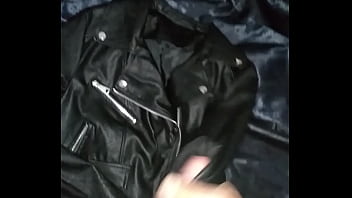 Preview 1 of Fisting Big Tits - Cum on jacket leather my step sister