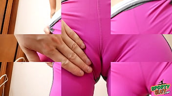 Preview 2 of Baisse Plombier - Perfect Blonde Has Huge Boobs and Puffy Cameltoe In Tight Leggings