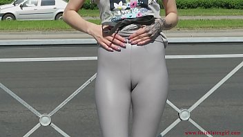 Preview 3 of Old Pervert Licks Teen Ass - Sexy Natalia walks down the street in tight leggings