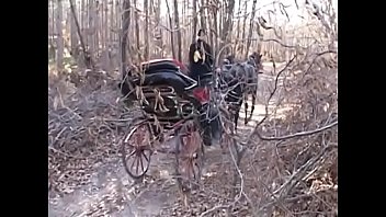 Preview 1 of Karen Uehara Uncensored - Playful senior cabin attendant Katia De Val allowed pilot assistant access for her body during horse and buggy circa walking in the woods