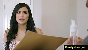 Preview 1 of Elsa Jea Les - Horny stepdaughter massage daddy