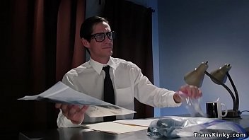 Preview 1 of Sunny Lenoy Fuking - Shemale anal fucks handcuffed detective