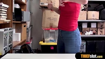 Preview 2 of Sek Mesum - Anorexic shoplifter chick punished hard by a huge cock