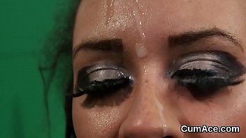 Preview 3 of Stripper Facial Compilation - Peculiar idol gets sperm load on her face swallowing all the cum