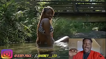 Preview 3 of Sucking Good - Ebony babe fucks bbc in the woods