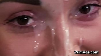 Preview 4 of Wwwmdvgec - Slutty peach gets sperm load on her face eating all the cream