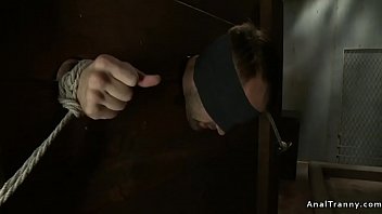 Preview 1 of Towel - Male in stock anal fucked by shemale