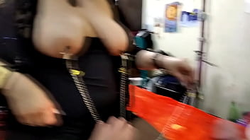 Preview 3 of Wife All Night - An adult girl &amp_ a dick-43. Mature bitch with a dick in her mouth,  with nipple clamps and cum flowing out of her horny old cunt.