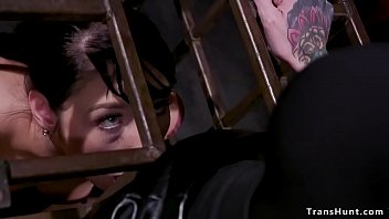 Preview 1 of Carol Vega In Her - Tattooed shemale fucks brunette