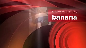 Preview 1 of Japnees Huge Boobs - Sasha eats a big juicy banana
