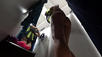 Preview 3 of Kg Ps - Hidden camera in the fitting room. A girl with a sexy ass and overgrown cunt undresses and tries on various panties.