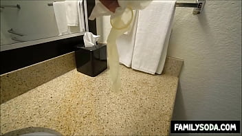 Preview 1 of Www Beeg Com2017 - Stepbrother finds used condom in stepsisters bathroom
