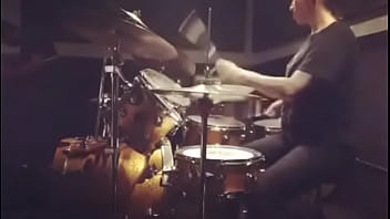 Preview 4 of Lesbian Shi Man - felicity feline drumming at sound studios