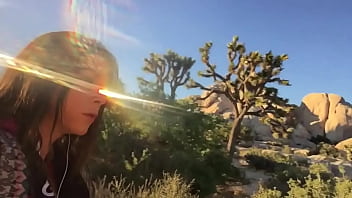 Preview 3 of Women Masterbatin - felicity feline rides motorcycle to joshua tree and plays outside