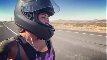 Preview 2 of English X Movis - felicity feline motorcycle babe riding aprilia in bra