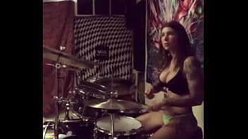 Preview 2 of Anike Eking - felicity feline drums in her undies at home