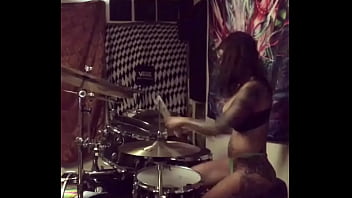 Preview 3 of Anike Eking - felicity feline drums in her undies at home