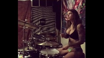 Preview 1 of Anike Eking - felicity feline drums in her undies at home