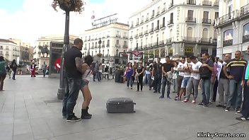 Preview 1 of Dildo Gag Bondage - Muscled master public d. spinner