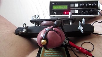 Preview 2 of Aenjal Big Boobs And Movie - E-STIM,  BALL VICE &amp_ COCK RESTRAINT WITH EROSTEK ET-312B