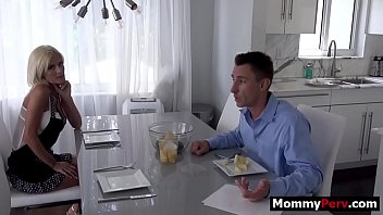 Preview 2 of Thamin Sex Videyo - Stepmom gives stepson blowjob next to his busy step dad
