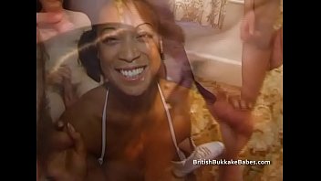 Preview 2 of Anything Mobil Com - White men surround ebony chick and jizz over her