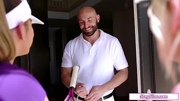Preview 1 of Hendey Sex - Tennis instructor fucking 2 stepsiblings
