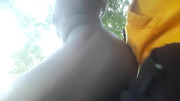 Preview 4 of Hindi Dubeded - Black Twink gets fucked outdoors by straight guy