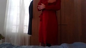 Preview 1 of Indian Girl Jeans - Crossdresser lady in red